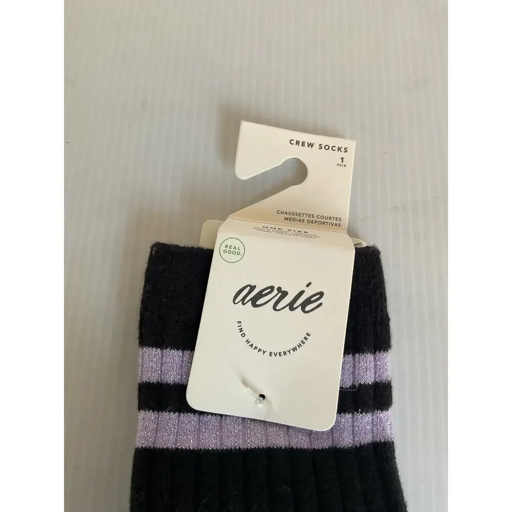 Aerie Stripe Crew Socks Women's One Size Soft Cozy Casual Colorful New